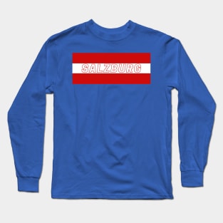 Salzburg City in Austria Flag Colors Stripes Long Sleeve T-Shirt